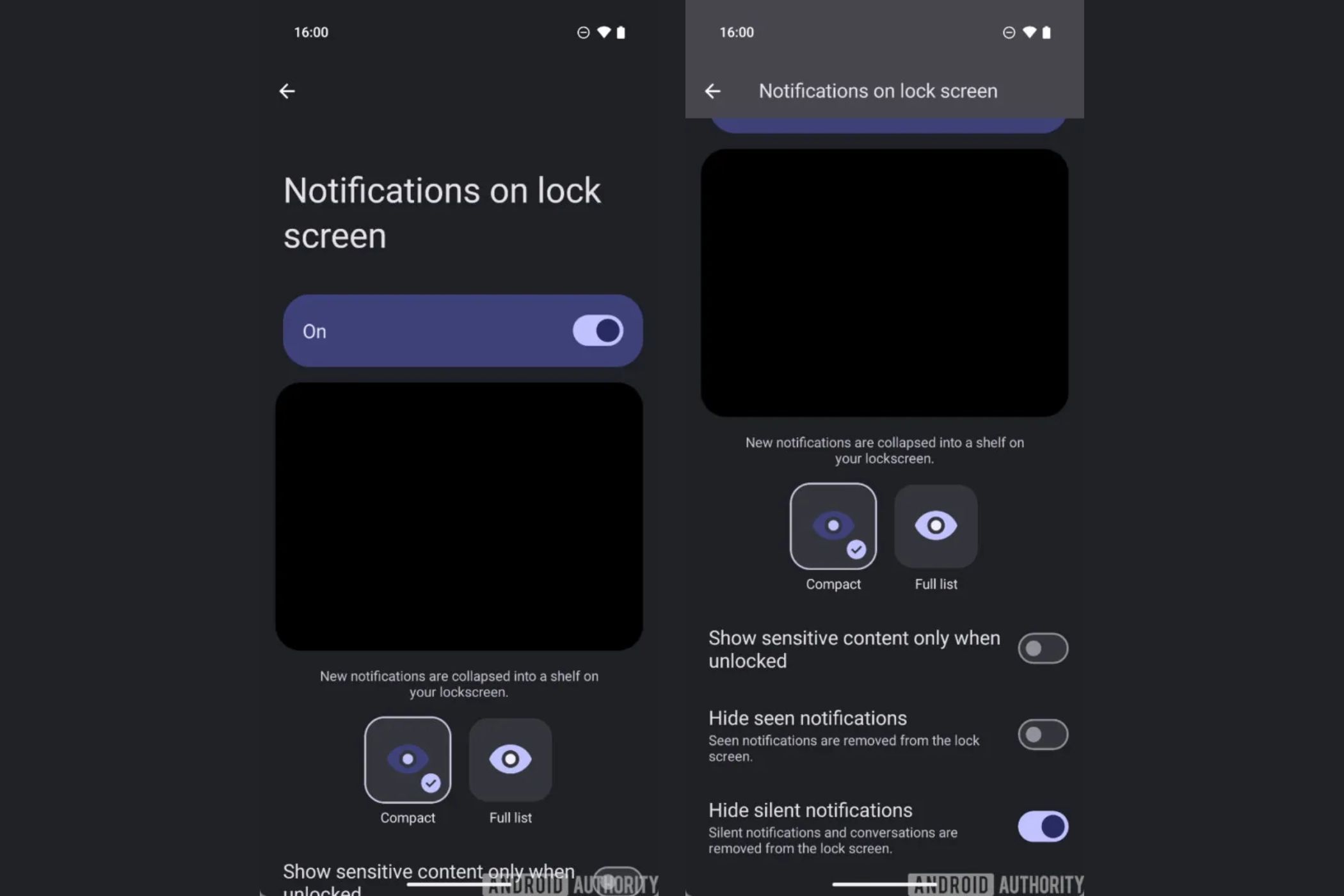 An image showing the new Notifications on lock screen setting