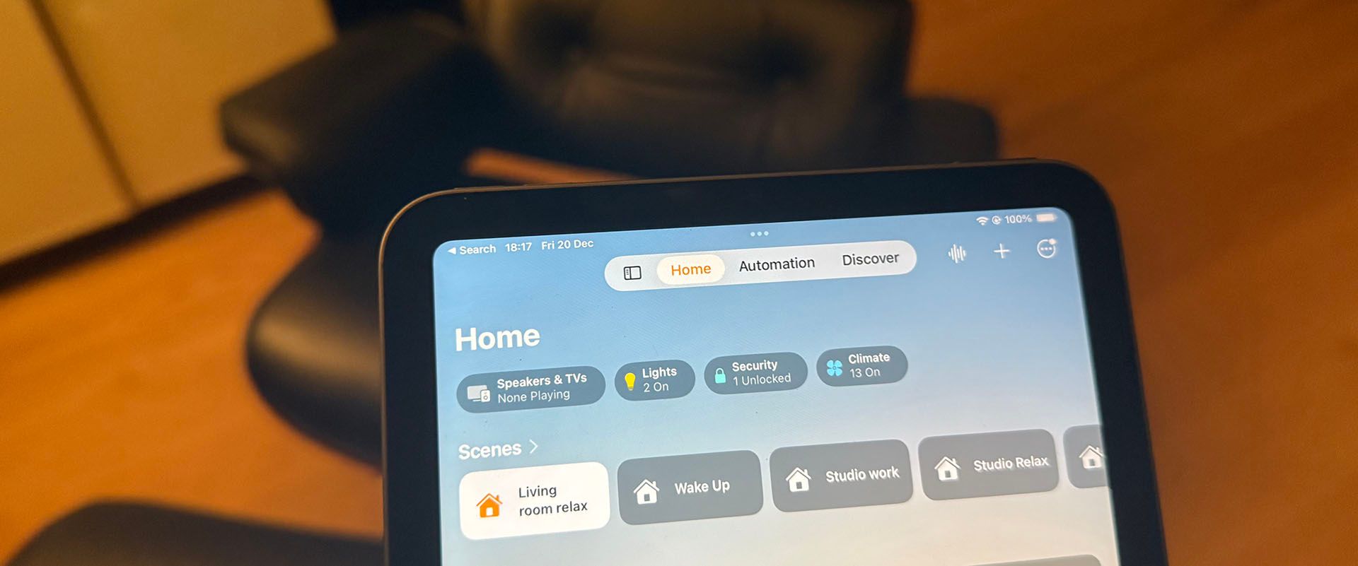 Apple HomeKIt is simple to use but I now want more power. An iPad running Apple's Home app.