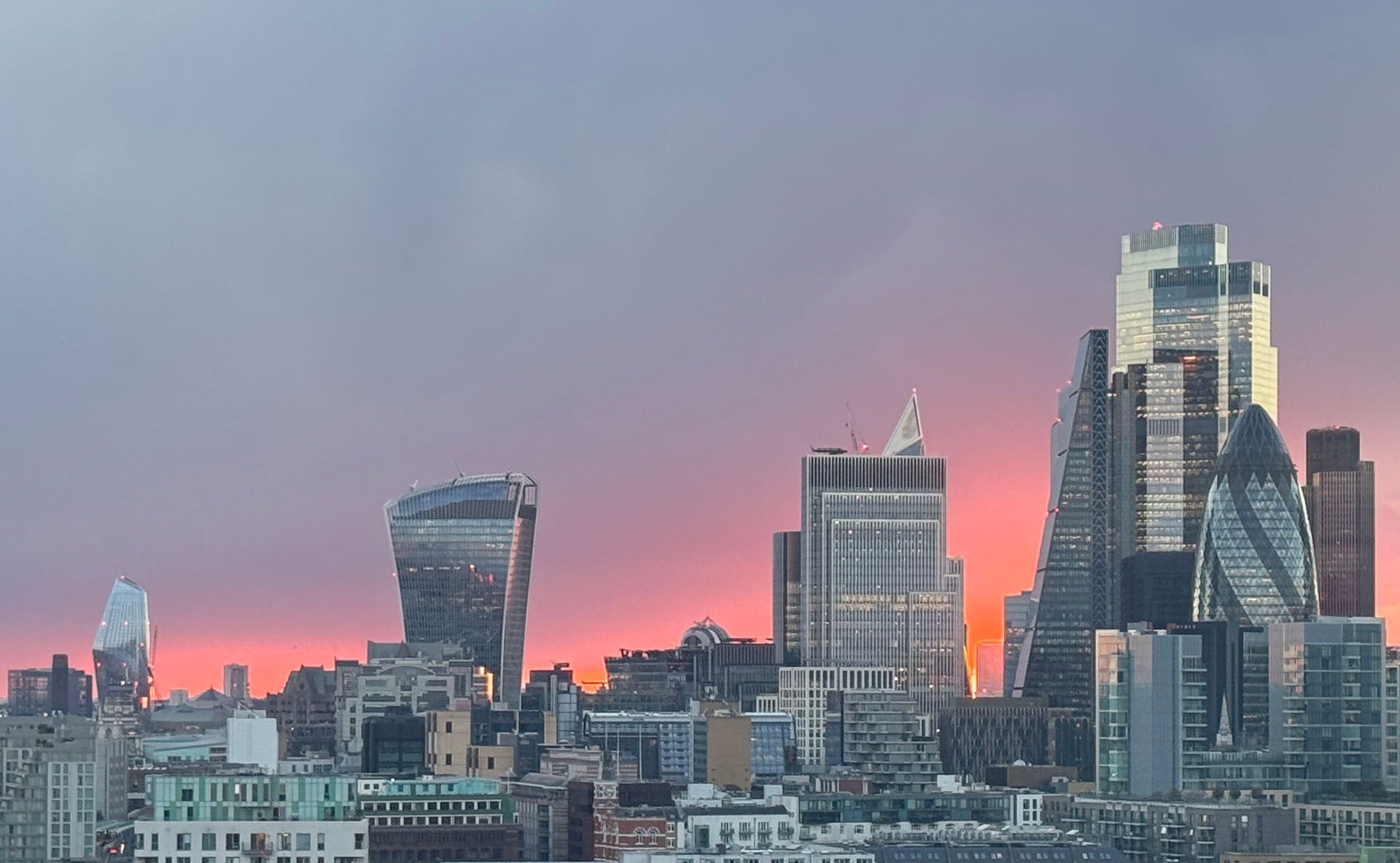 A close-up of the London skyline without any edits.