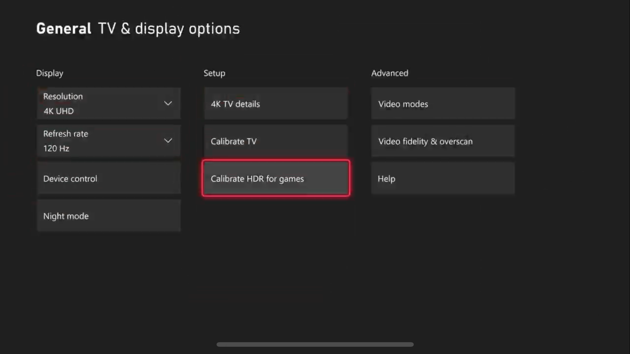 Calibrate HDR option within Xbox settings.