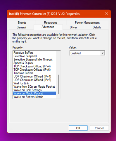 Additionally enabling Woke on Magic Packet.
