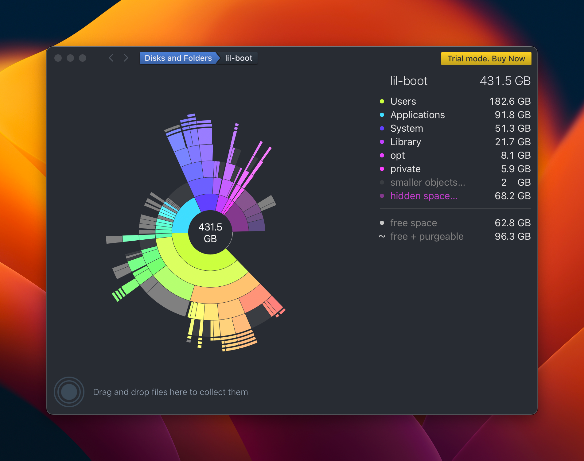 Using DaisyDisk to analyze my Mac's startup drive.