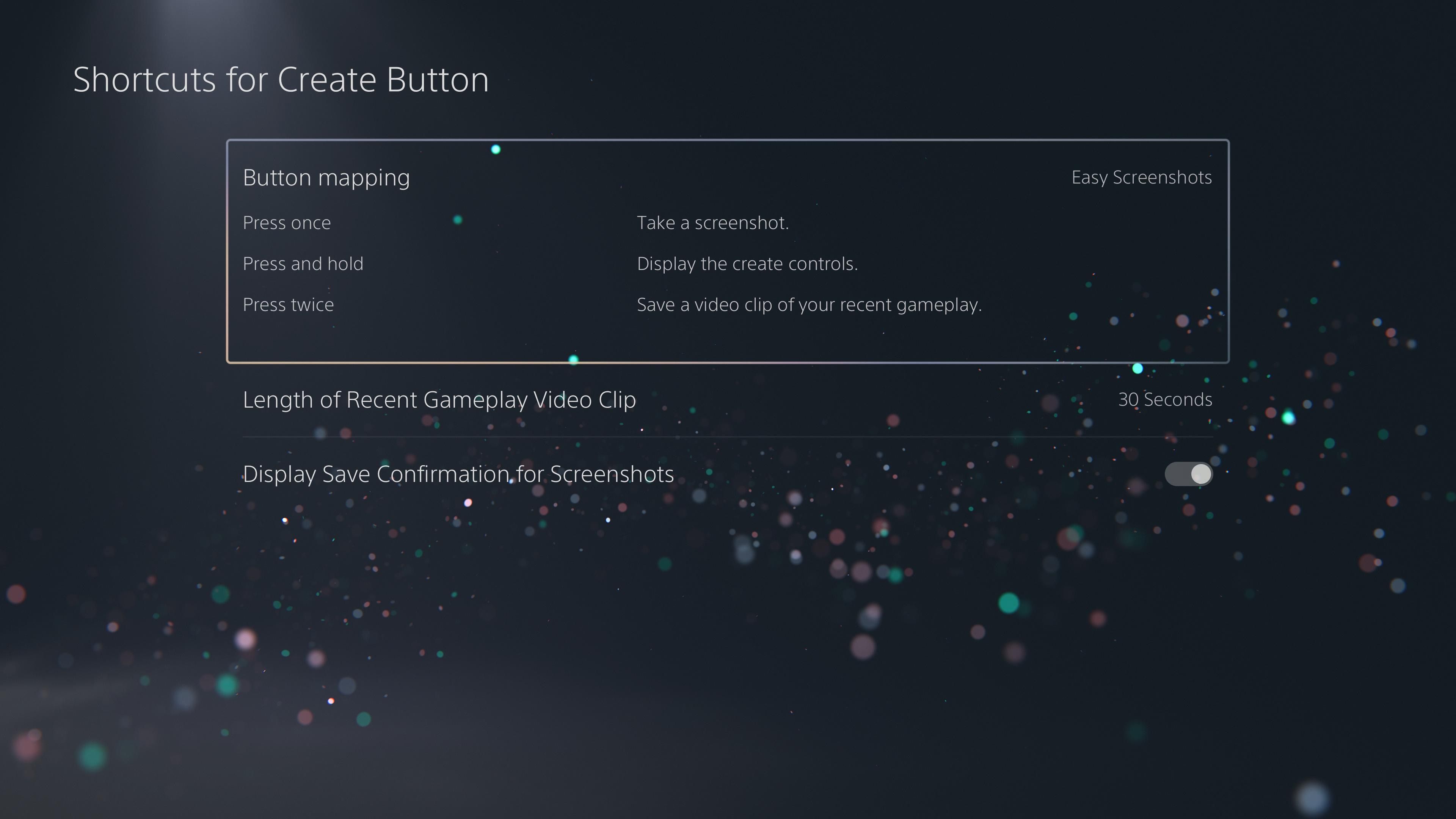 Configure shortcuts for the PS5's Create button.