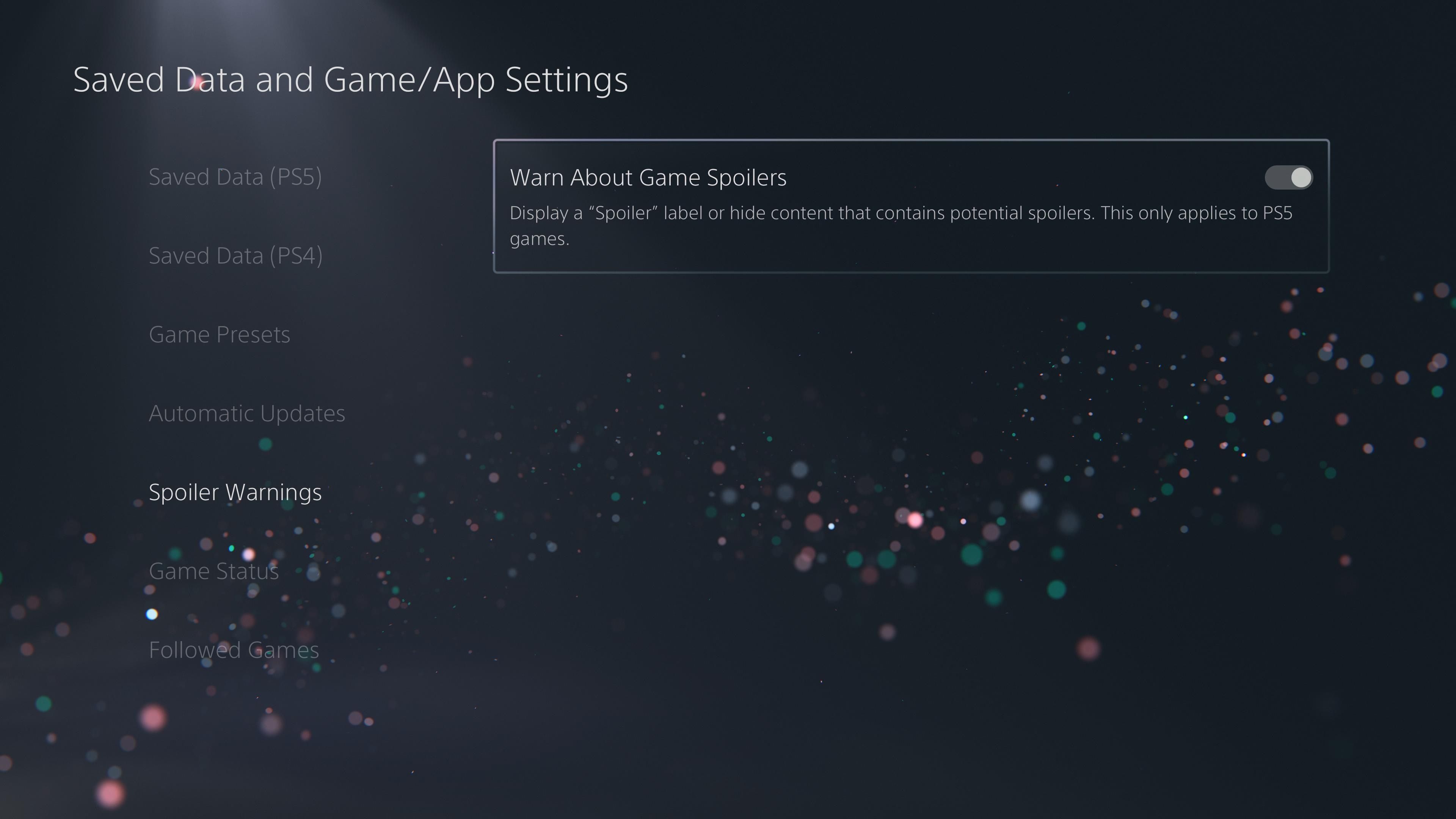 Enable spoiler warnings on PS5.