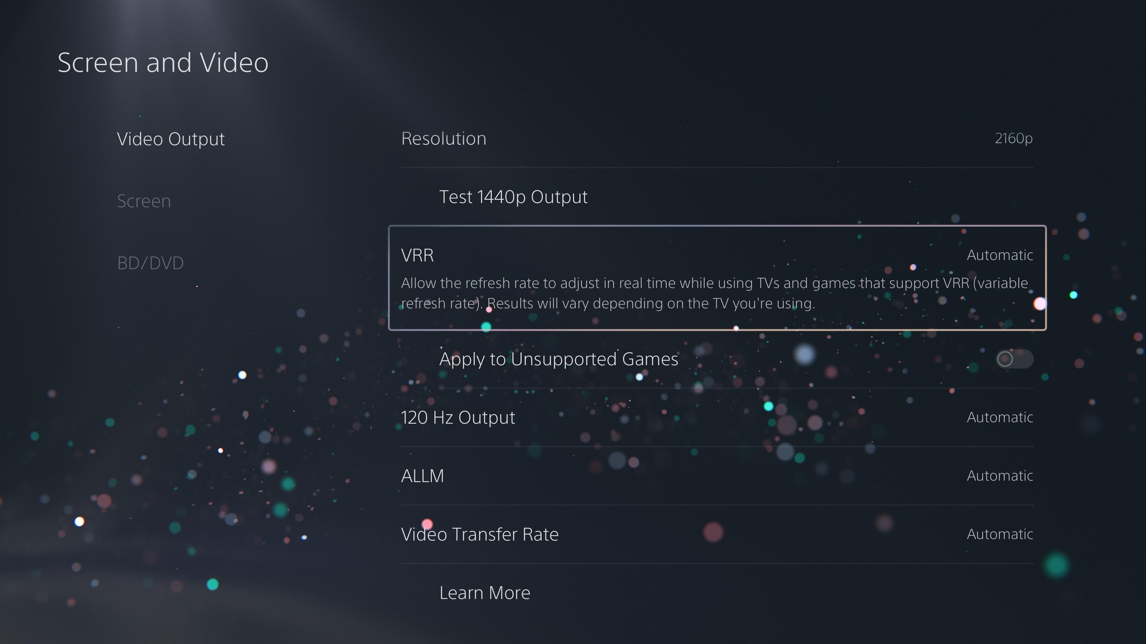 Enable variable refresh rate on PS5.