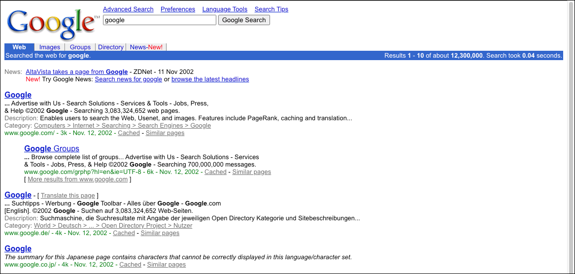google in 2002