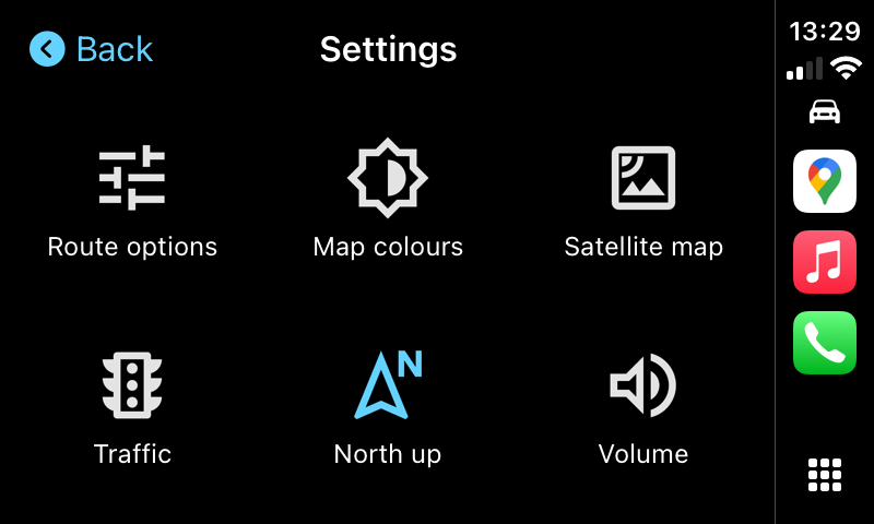 Google Maps settings in CarPlay.