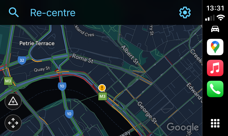 Google Maps traffic overlay.