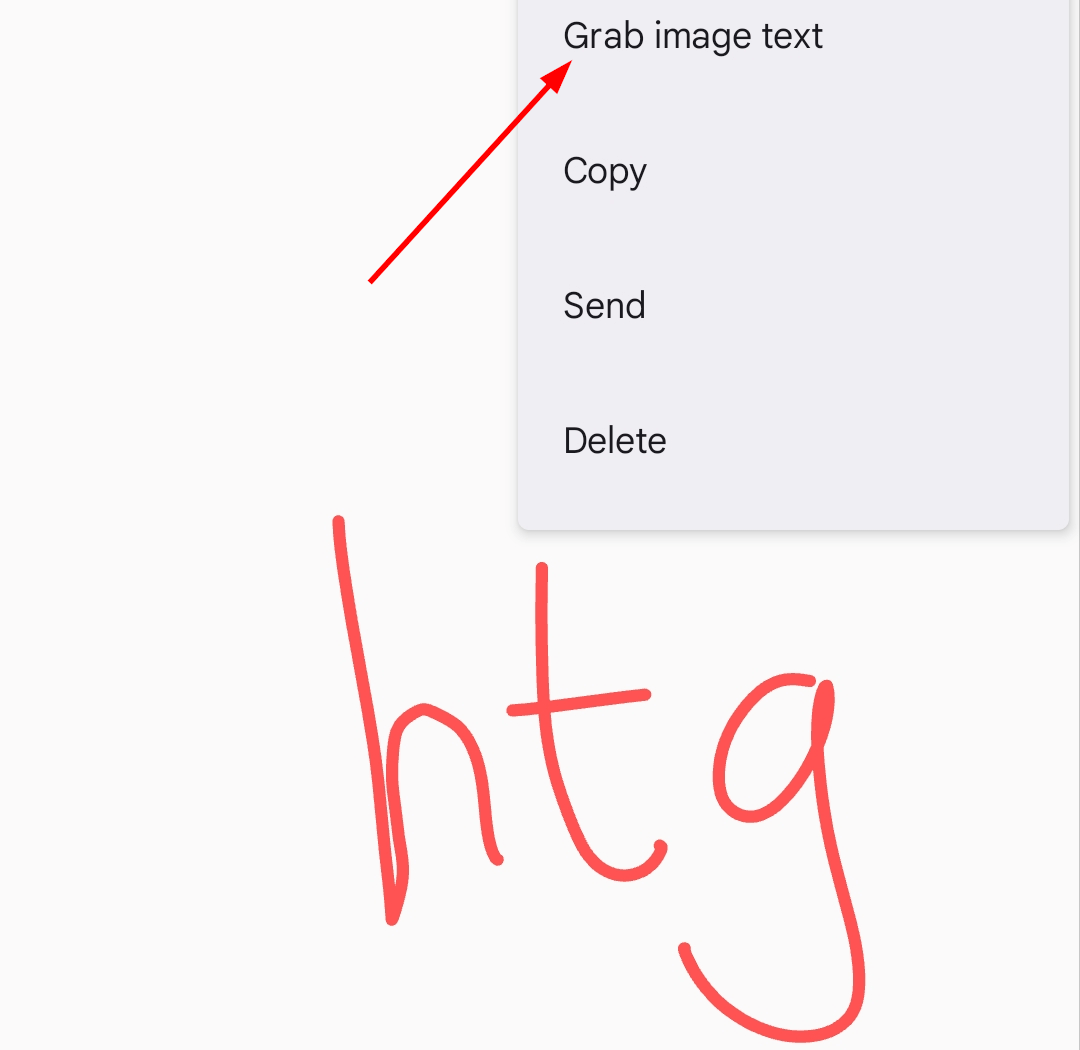 'Grab image text' option in Google Keep.