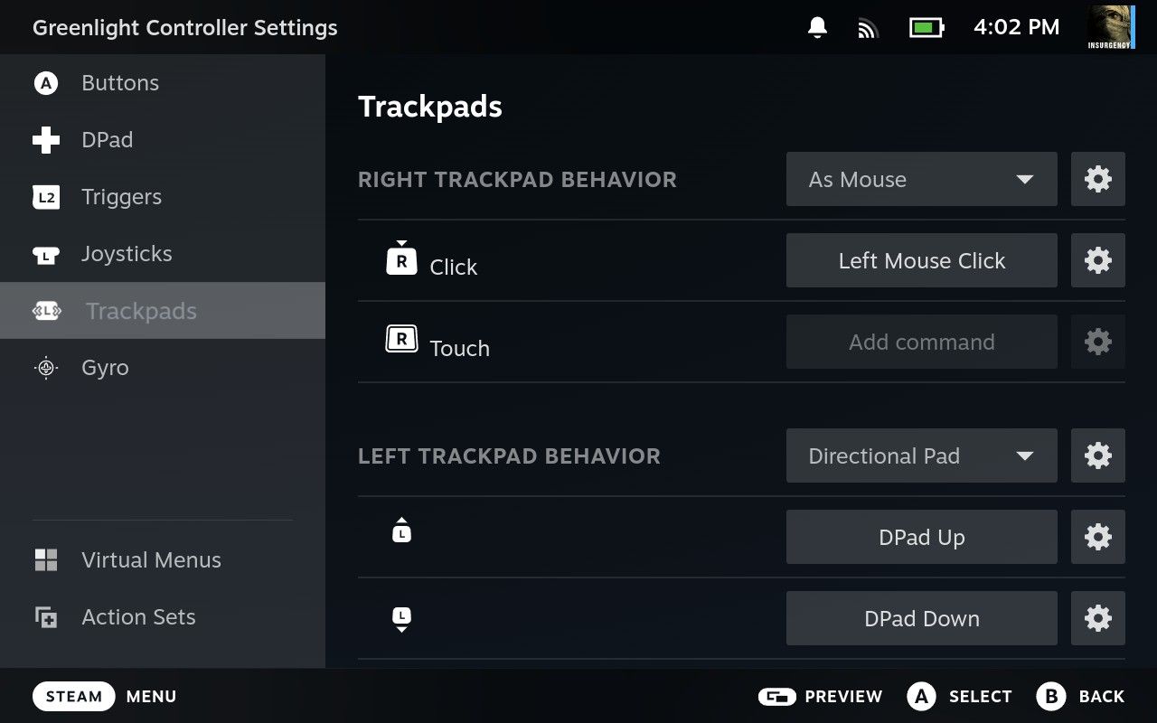 Greenlight trackpad left click setting.