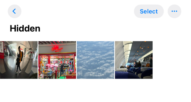 Screenshot of the Hidden album in iOS 18.