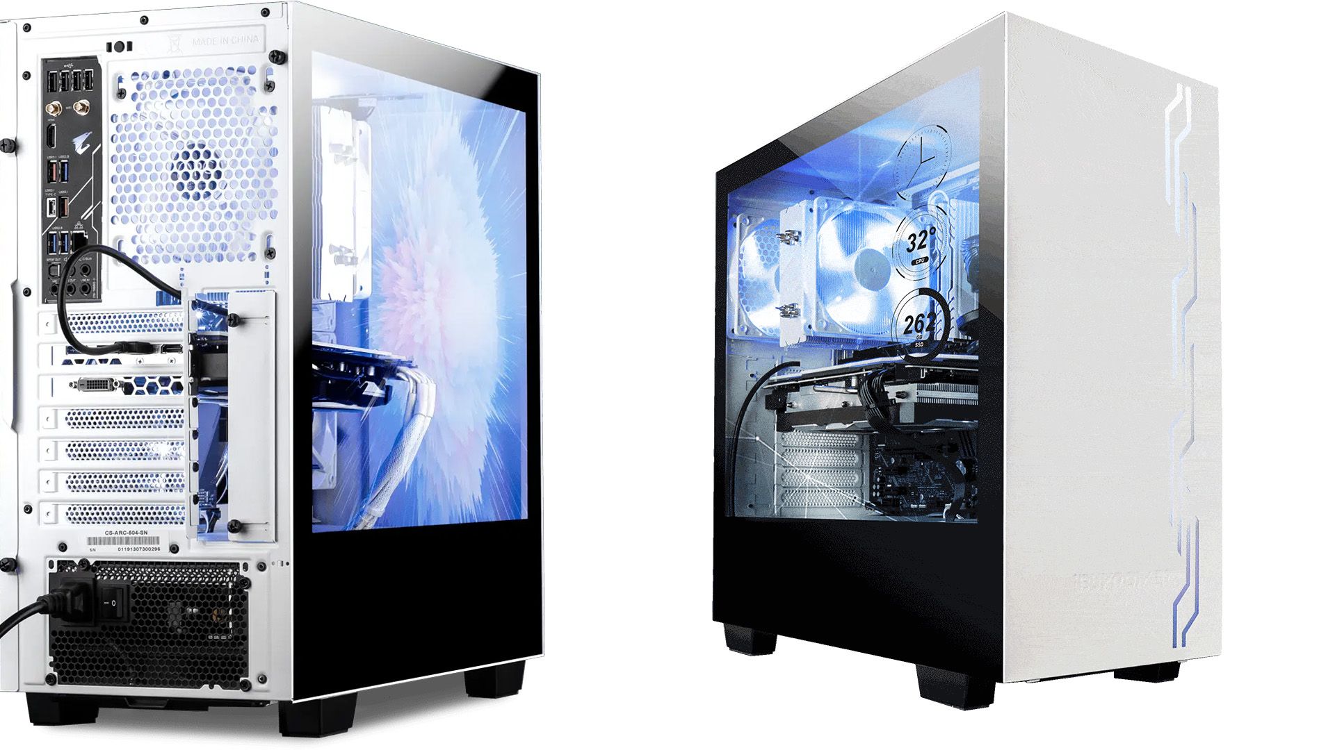 iBuyPower's Snowblind S case which features a built-in display on the sidepanel.