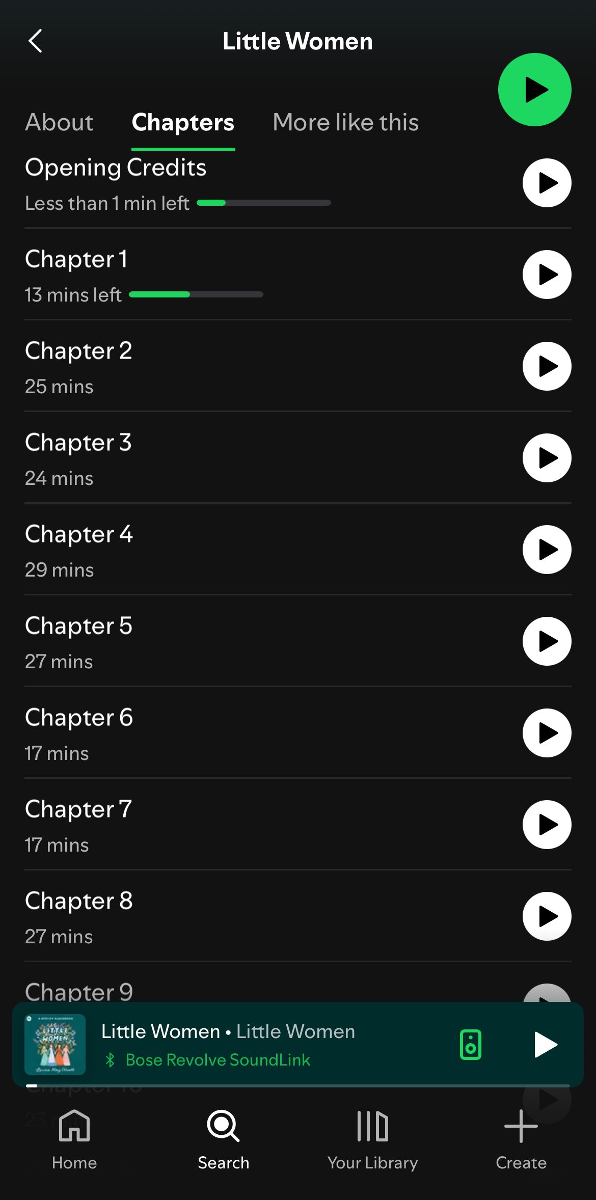 Chapters for audiobooks on Spotify.