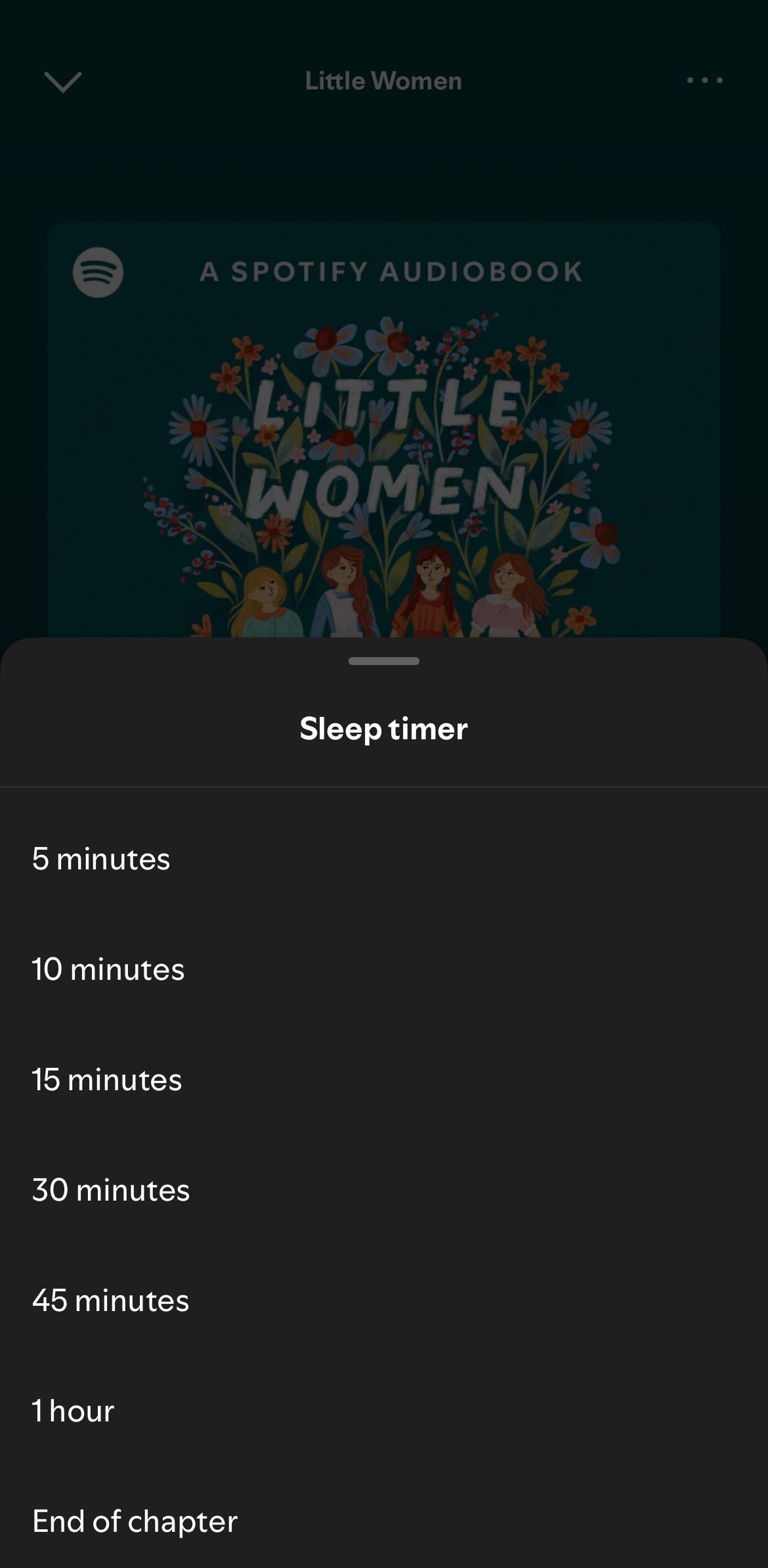 Sleep Timer for audiobooks on Spotify.