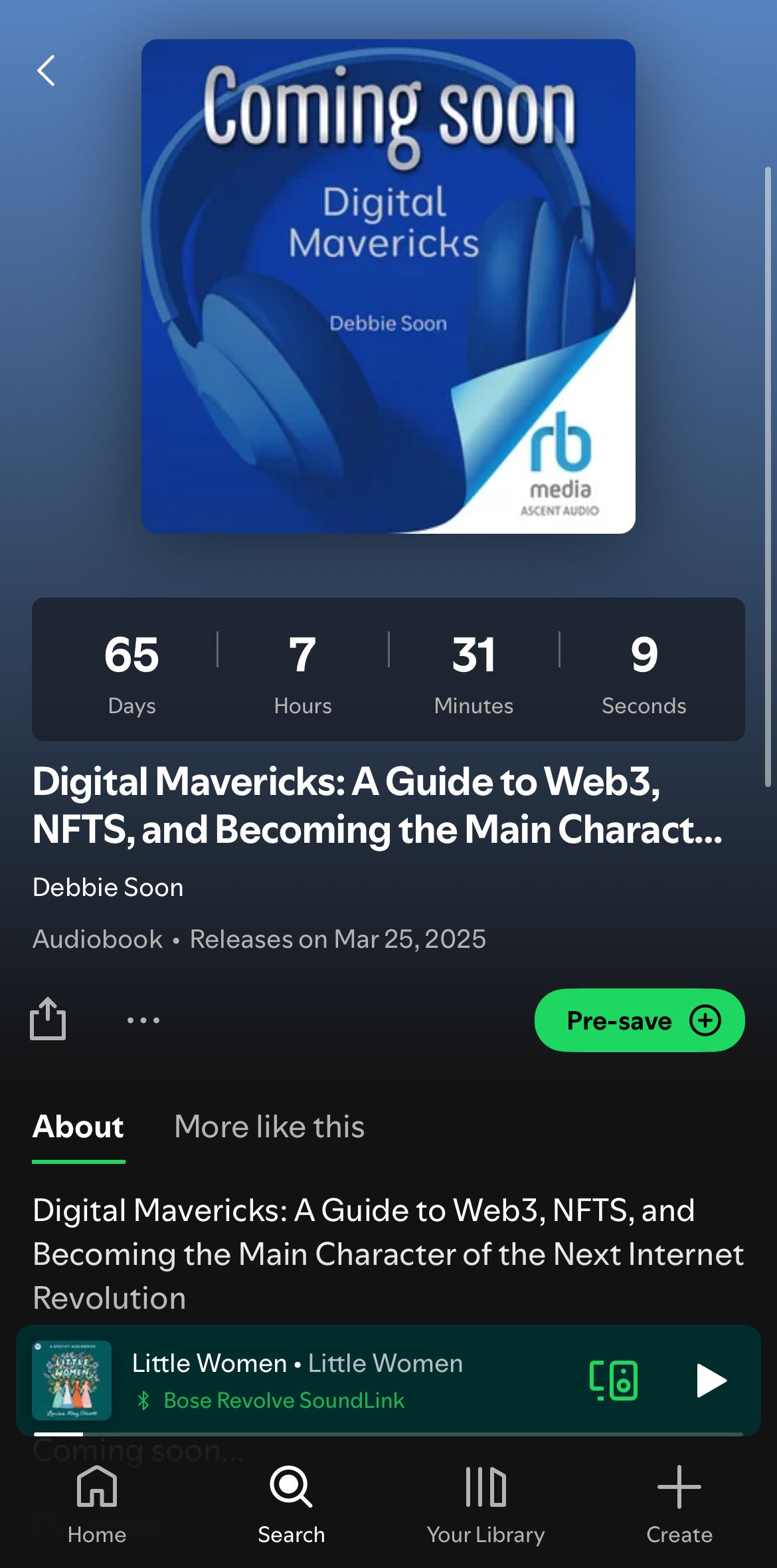 Countdown Pages for audiobooks on Spotify.