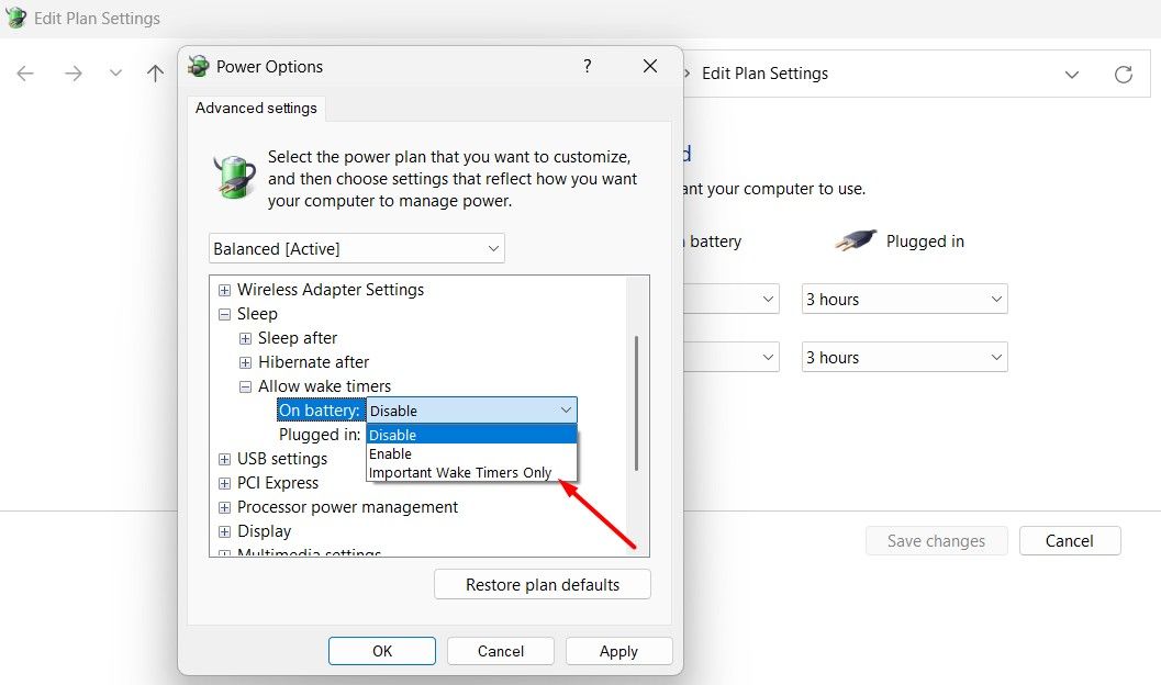 Important Wake Timers Only option in Control Panel.