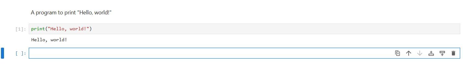 The complete "Hello, world!" program in Jupyter.