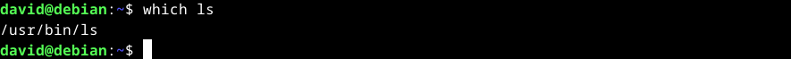 Output of the linnux which command on "ls."