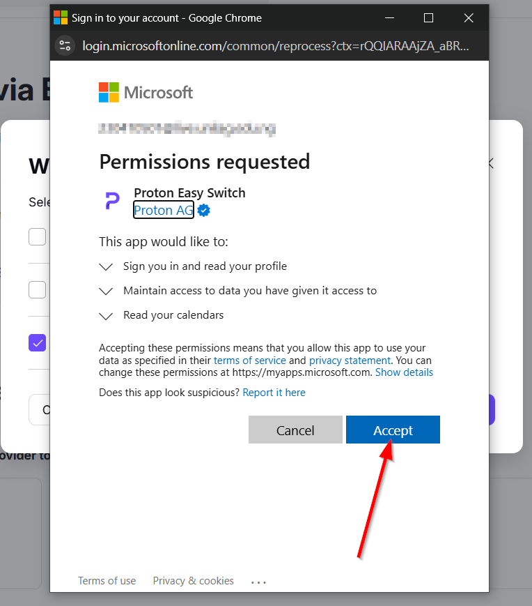 The Microsoft account sign-in pop-up