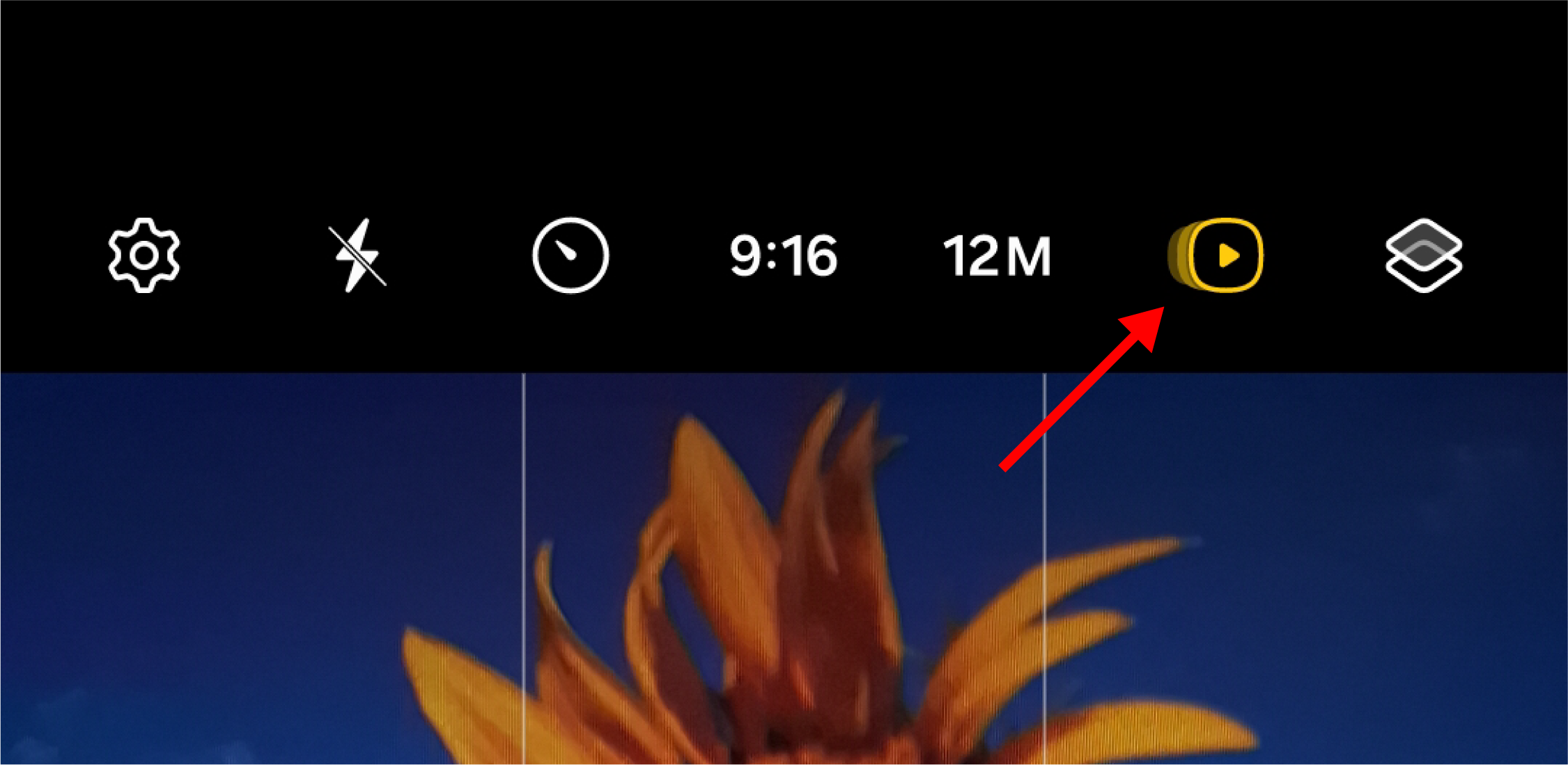 The MOtion Photo button in the Samsung Galaxy Camera app.