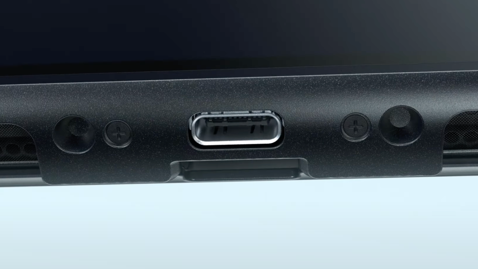 Screenshot of the official NIntendo Switch 2 teaser showcasing a USB-C port.