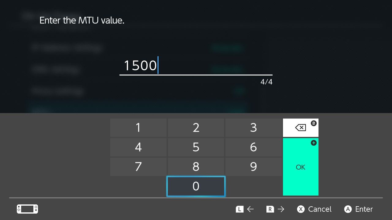 Nintendo Switch MTU settings.