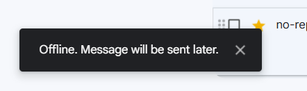 A pop-up notification ​alerting ⁤that gmail is offline.