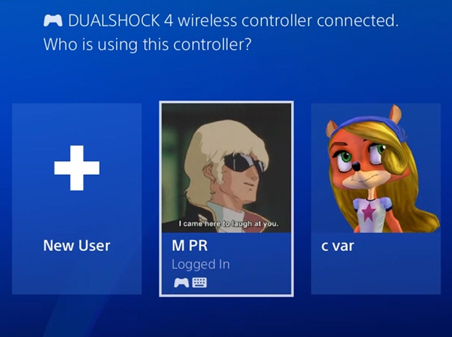 A screenshot showing PSN profile pictures on the PS4.