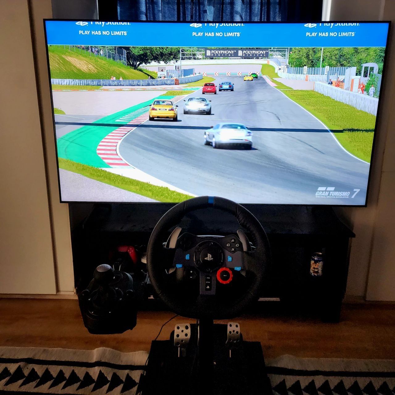 Racing wheel setup for Gran Turismo.