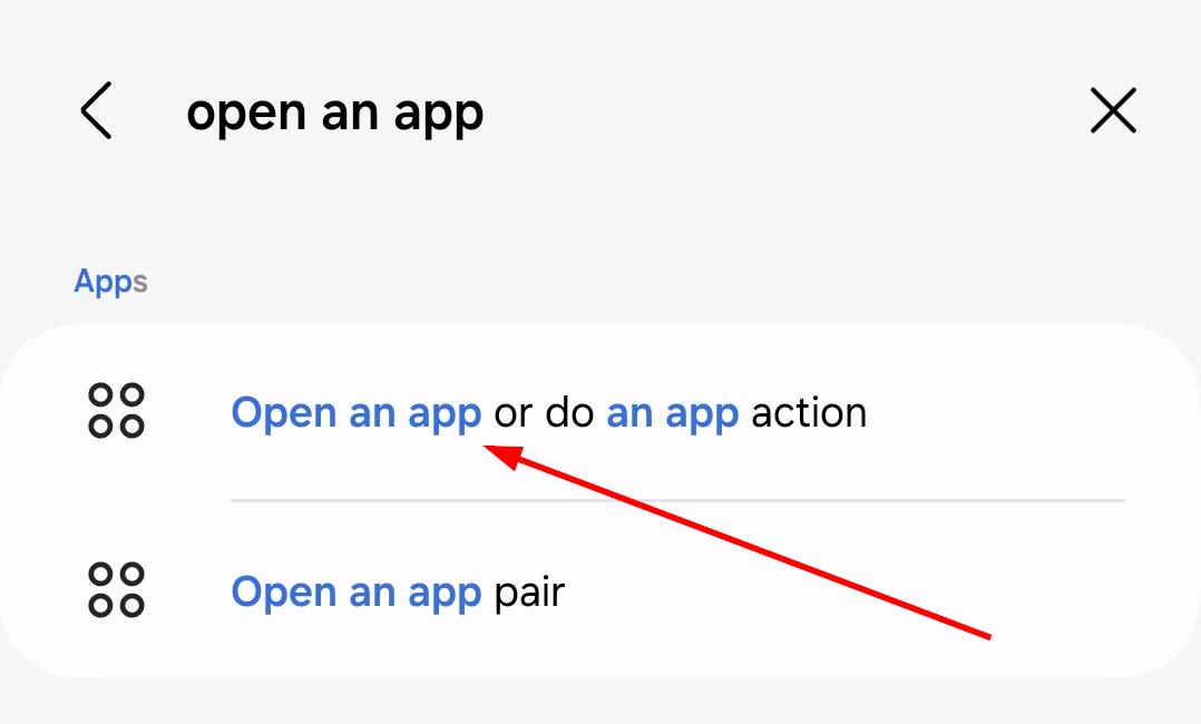 Select the option to 'Open app' in Then section.