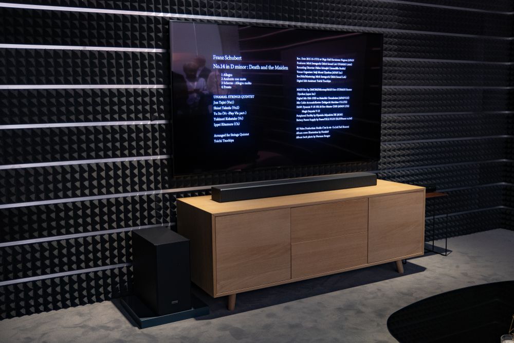 A TV with soundbar setup.