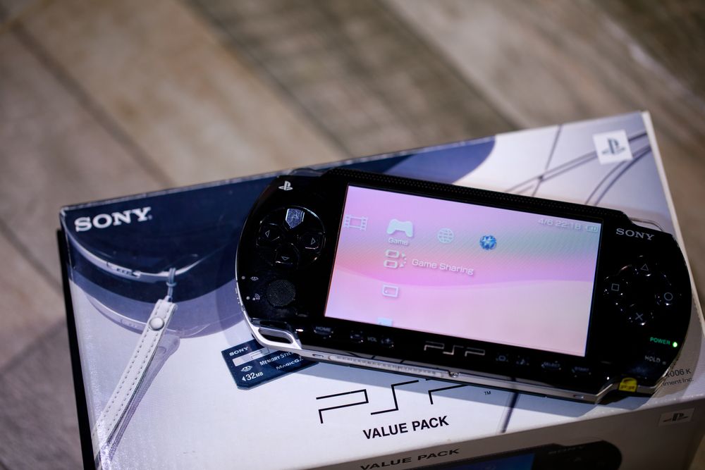 A Sony PlayStation portable (PSP) games console.