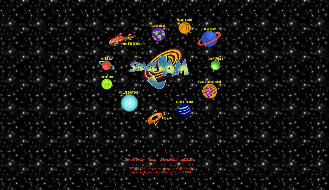 Space Jam website from 1996.