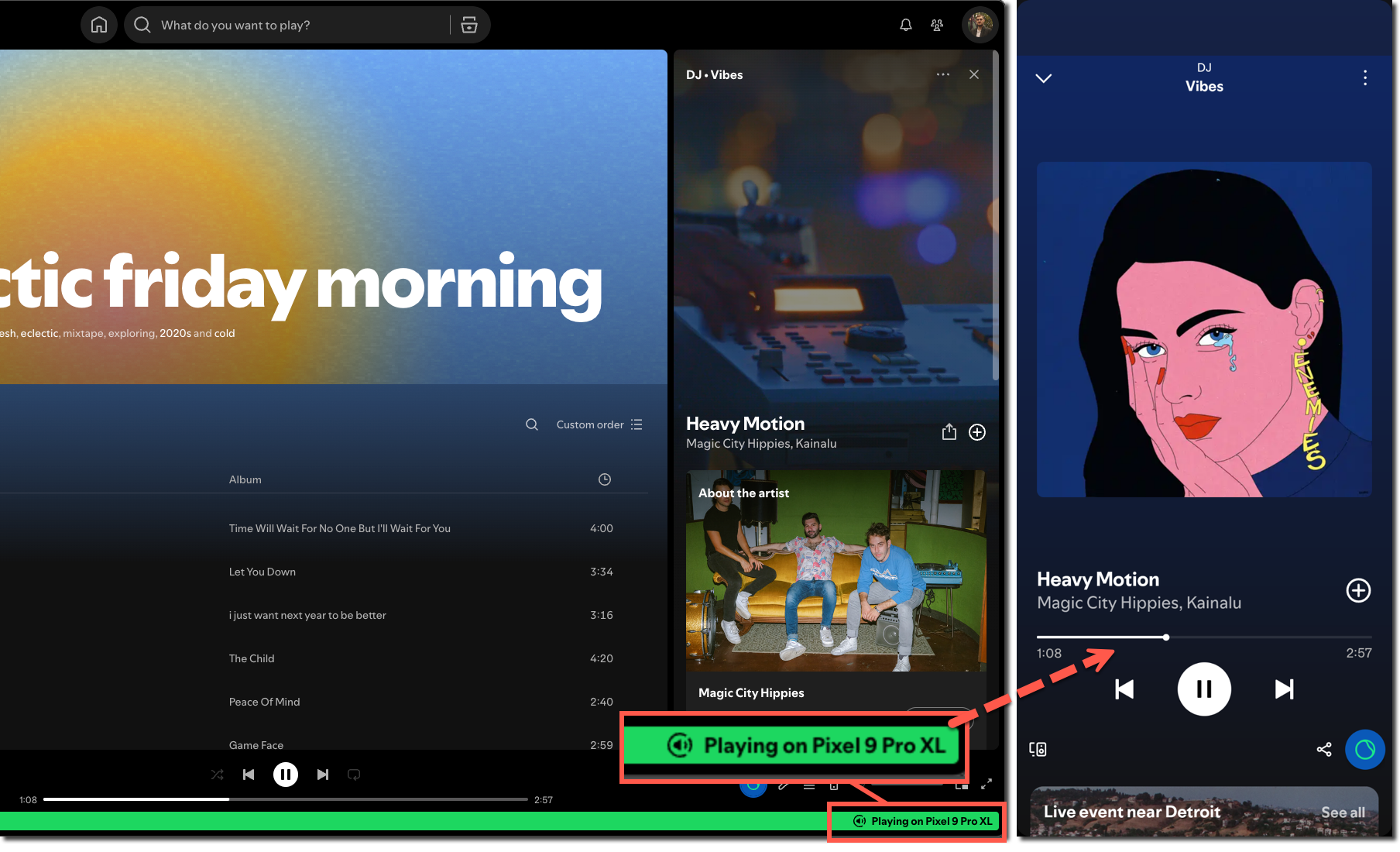 Spotify Connect syncing between destop and phone.