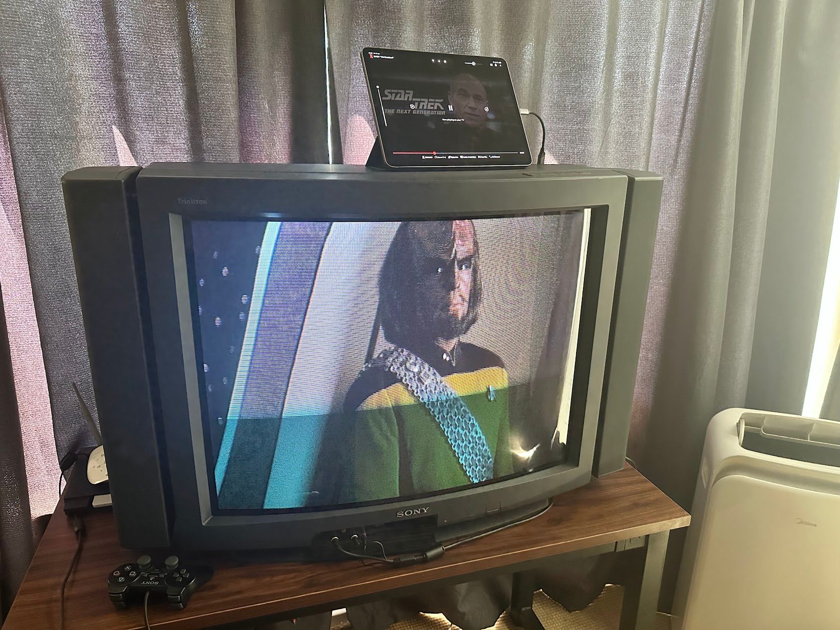 Star Trek on CRT TV using an iPad.