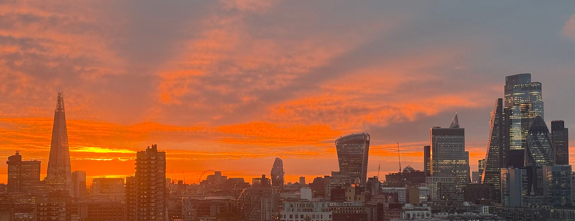 Sunset over the London skyline.