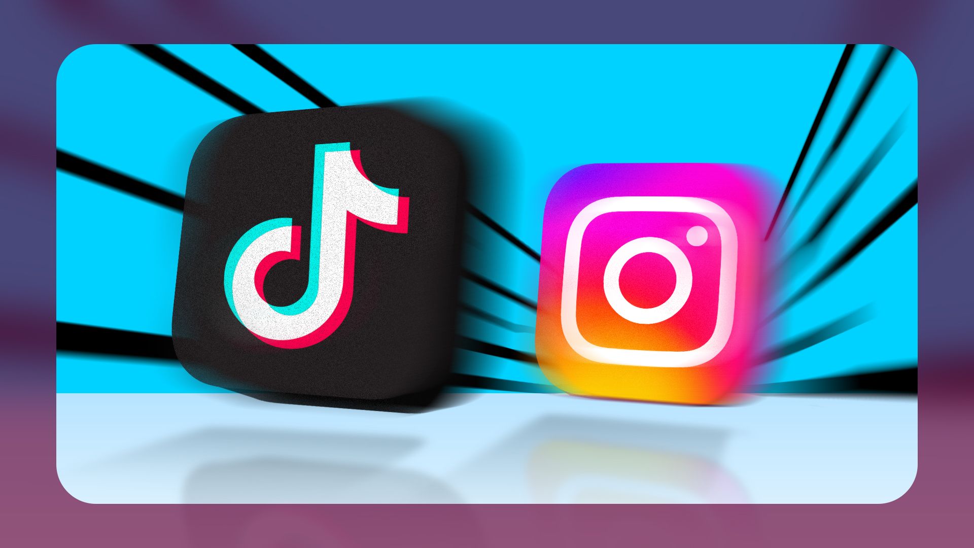 TikTok logo racing against the Instagram logo.