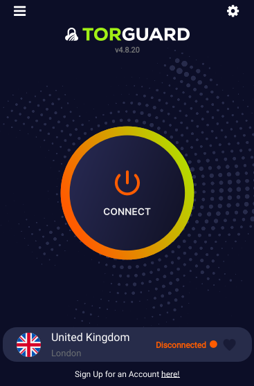A picture of TorGuard&rsquo;s main interface.