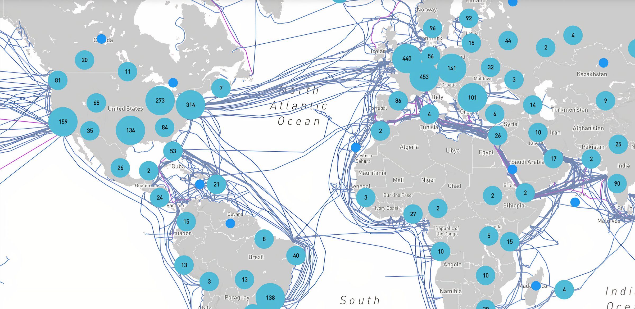 Undersea Cable Routes.