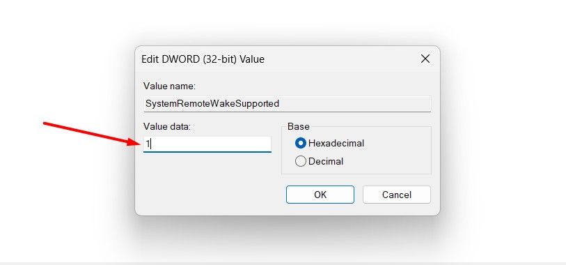 Value Data field in the Registry Editor.