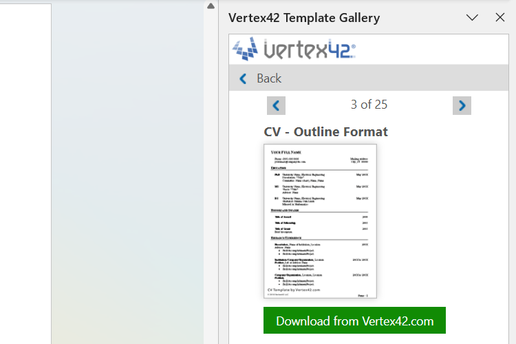 Vertex42 Template Library add-in for Microsoft Word