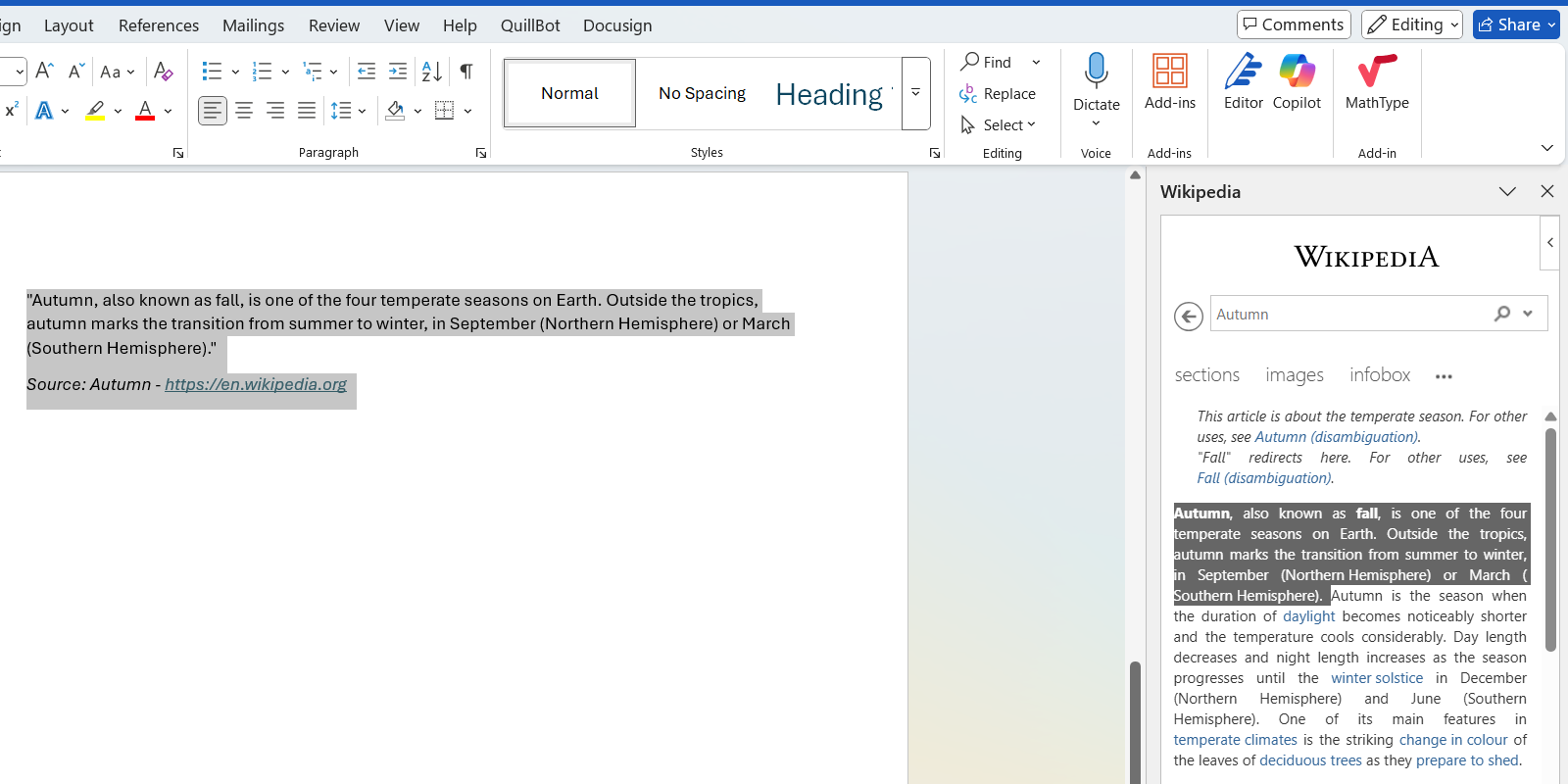 Wikipedia add-in for Microsoft Word