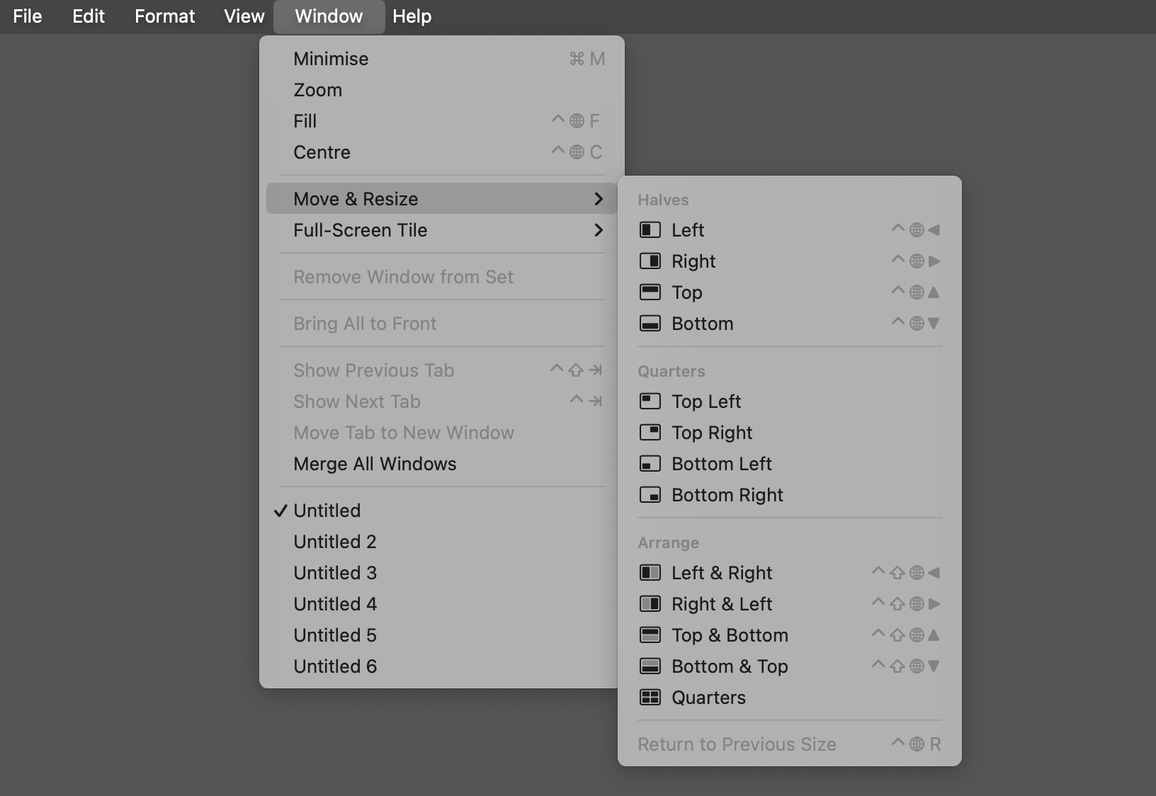 Window tiling options in Sequoia.