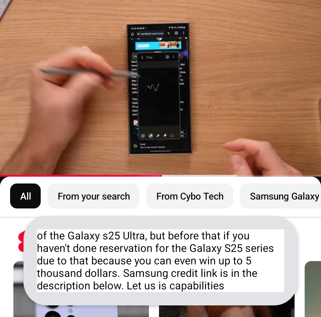 The YouTube video displaying real-time captions generated by the Live Caption feature.