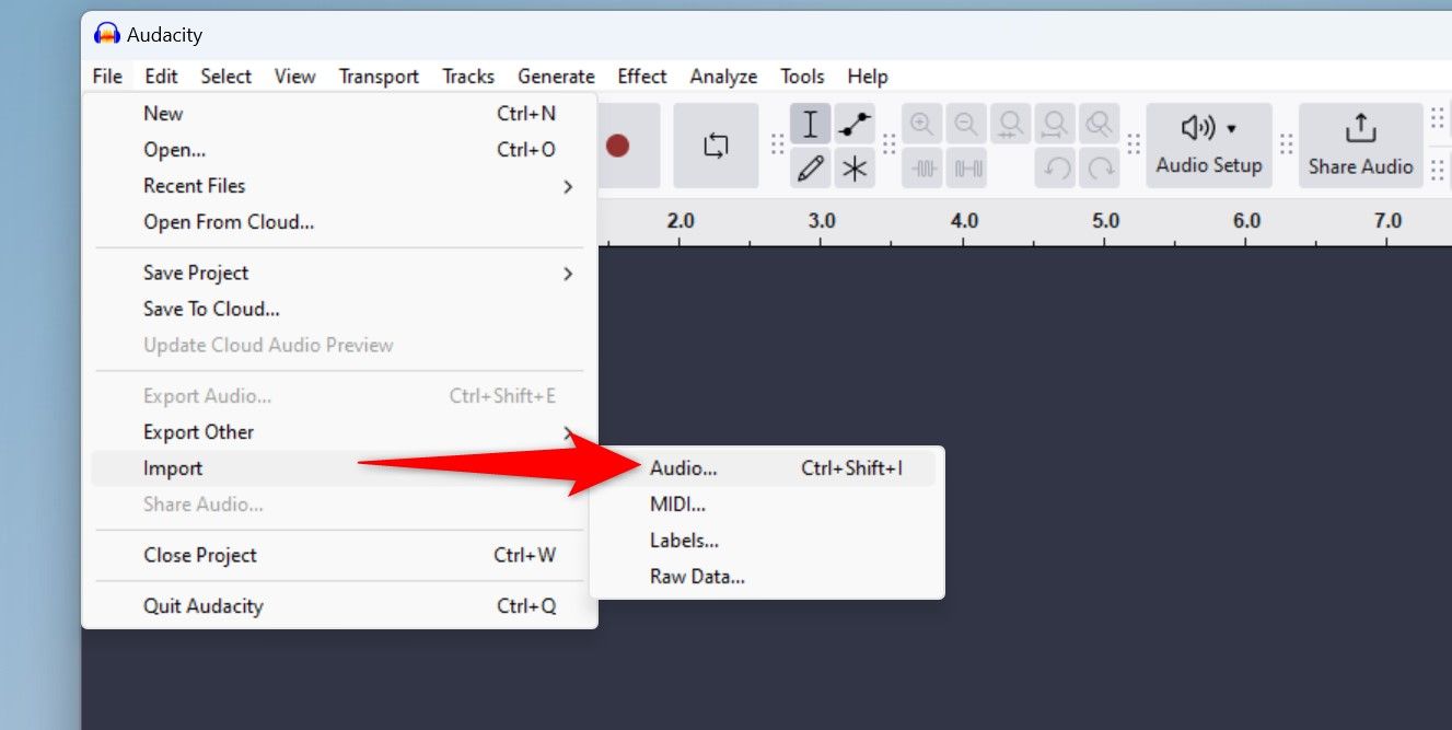 1 audacity import audio