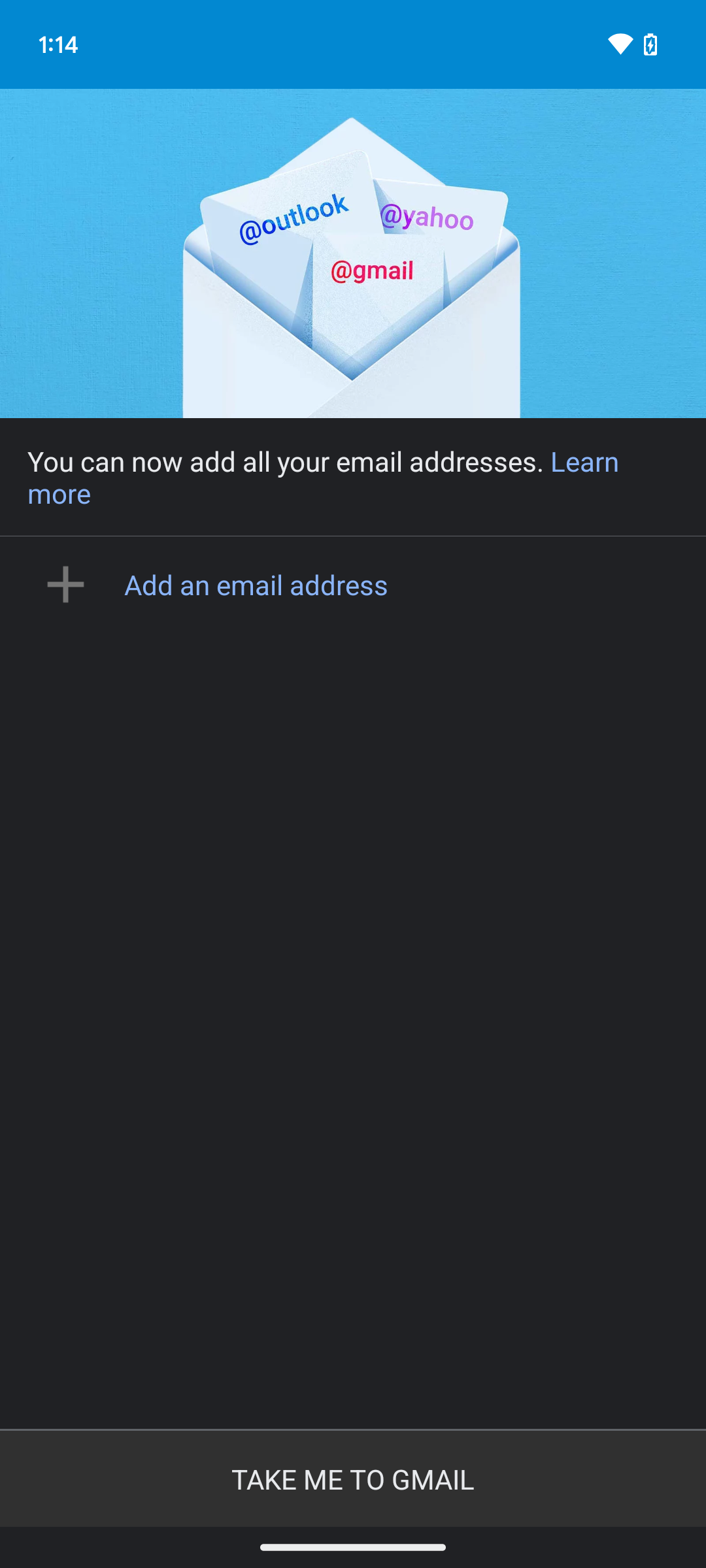 Adding email addresses in the Gmail Android app.