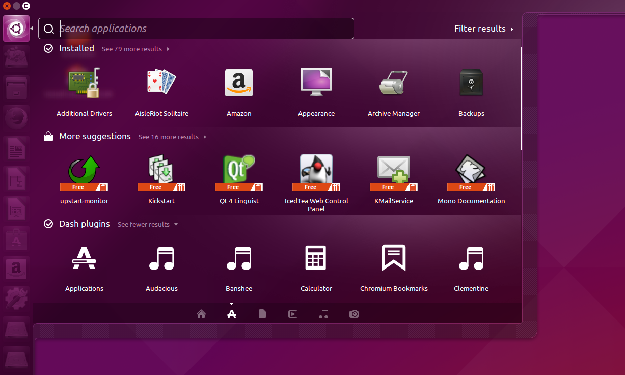 The Dash in Ubuntu 15.04.