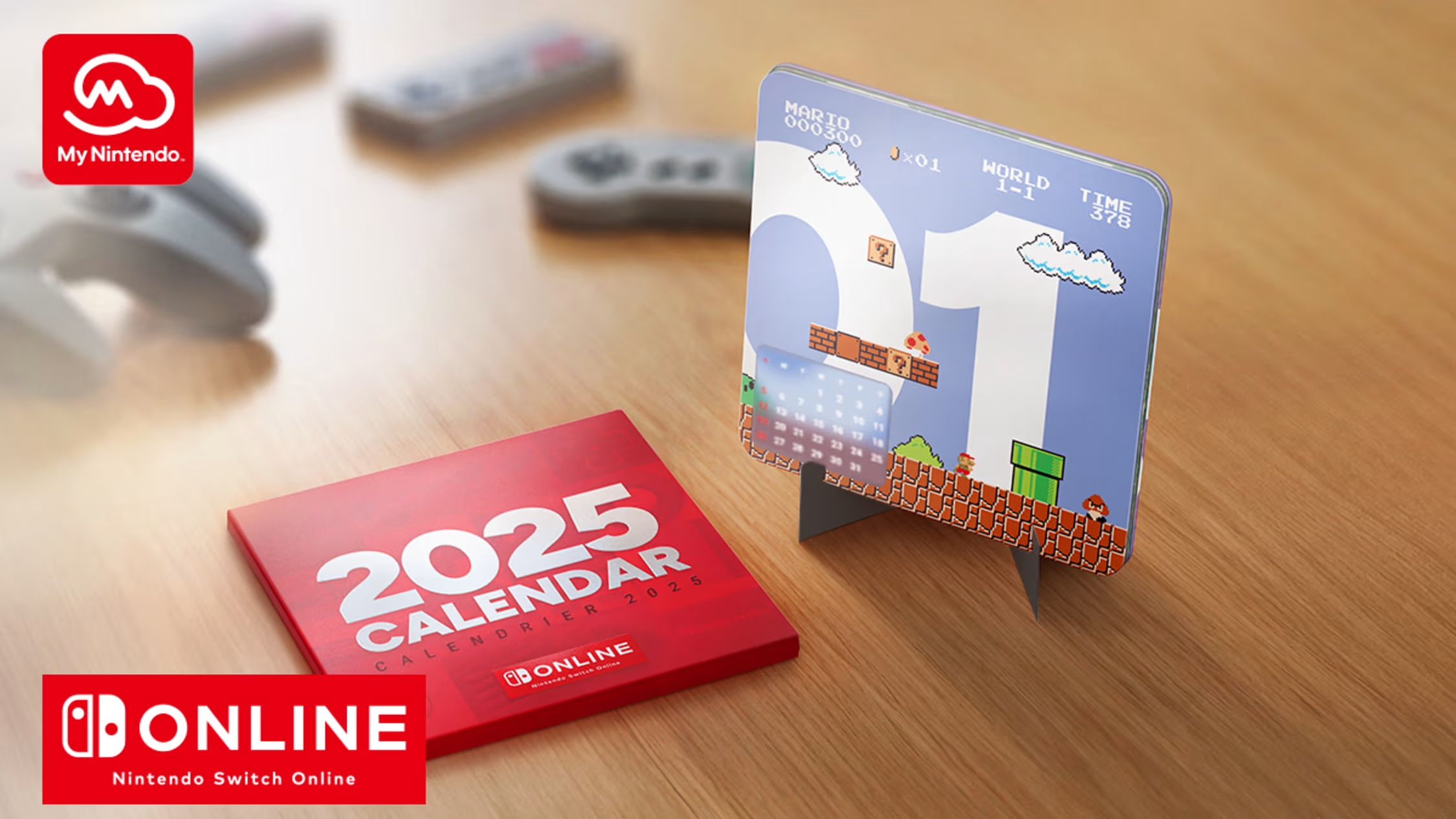 My Nintendo 2025 Nintendo Switch Online exclusive calendar on a table.