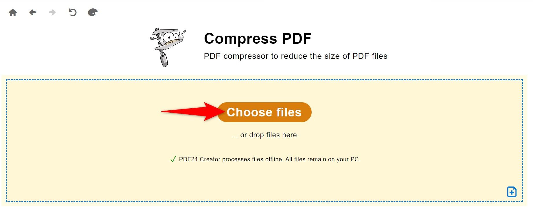 "Choose Files" highlighted in PDF24 Creator.