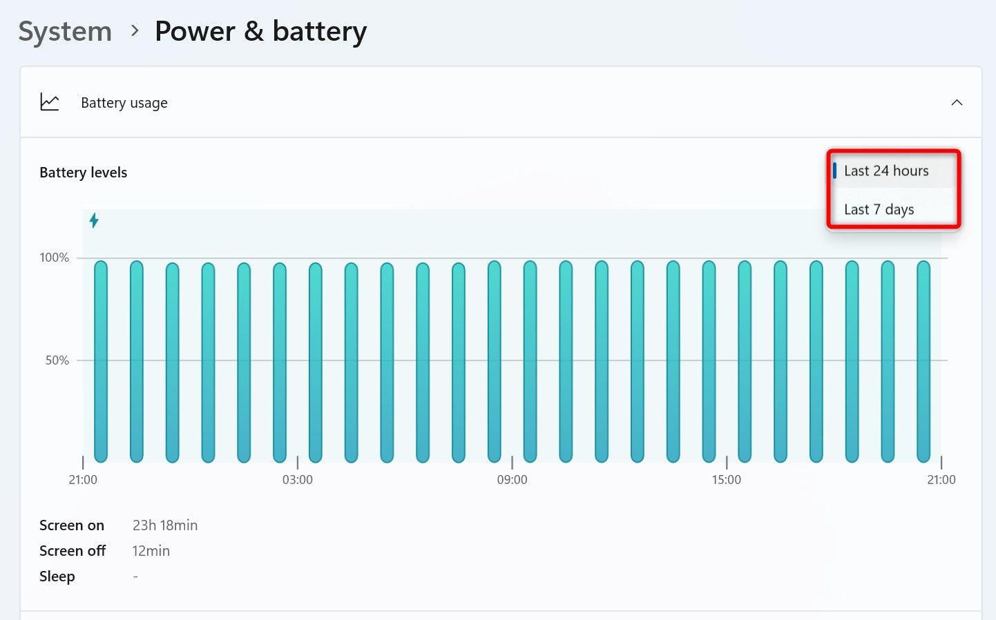 "Battery Levels" options highlighted in Settings.